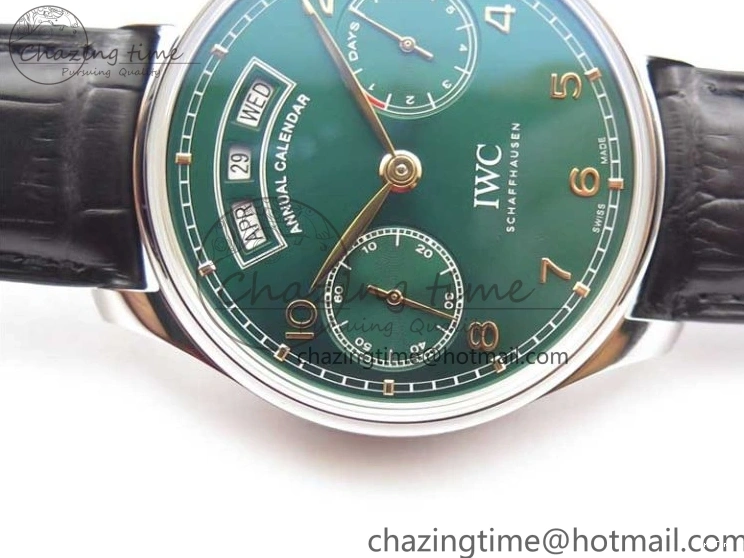 MIROTIME 1230 Portuguese Real PR Real Annual Calendar IW503510 ZF 1:1 Best Edition Green Dial on Black Leather Strap A QuickDry 7097